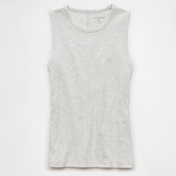 AE Light Heather Gray Plush High Neck Tank Top - Picture 2 of 11